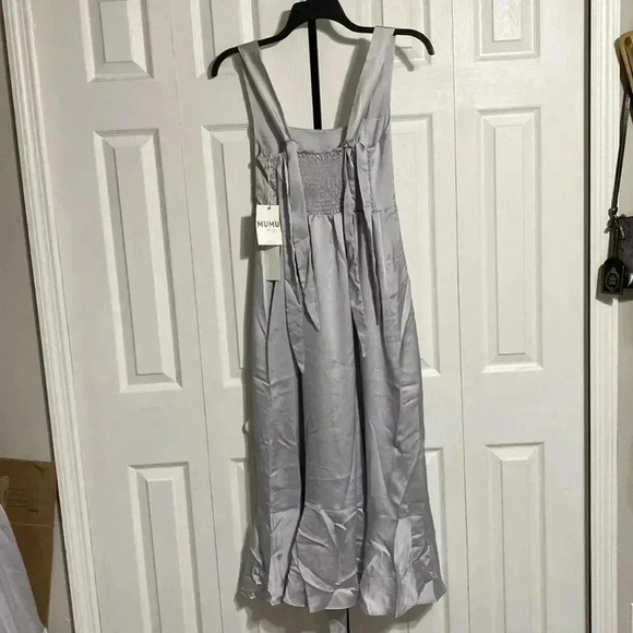 Show Me Your MuMu gray satin Claire Midi Dress CS SMALL XL - Picture 5 of 12